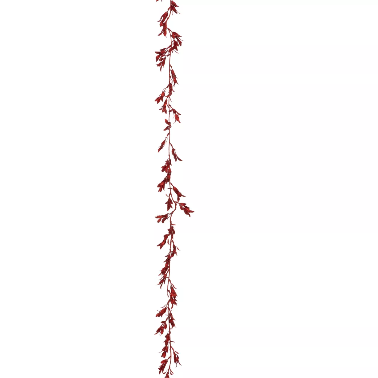 eminza Guirlande de Noël (180 cm) Feuilles pailletées Rouge