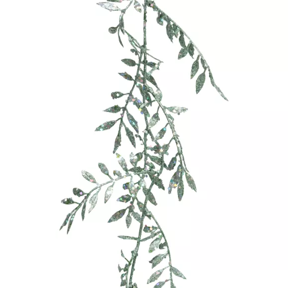 Eminza Guirlande De Noël (180 Cm) Feuilles Pailletées Vert Irisé