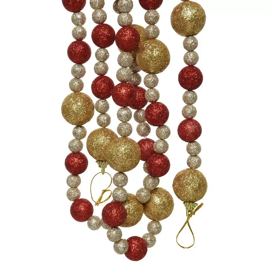 eminza Guirlande de perle (200 cm) Miranda Rouge et doré