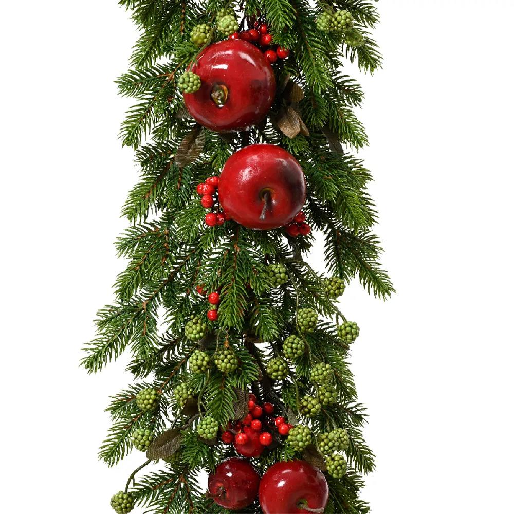 eminza Guirlande de sapin (180 cm) Pommes sucrées Rouge