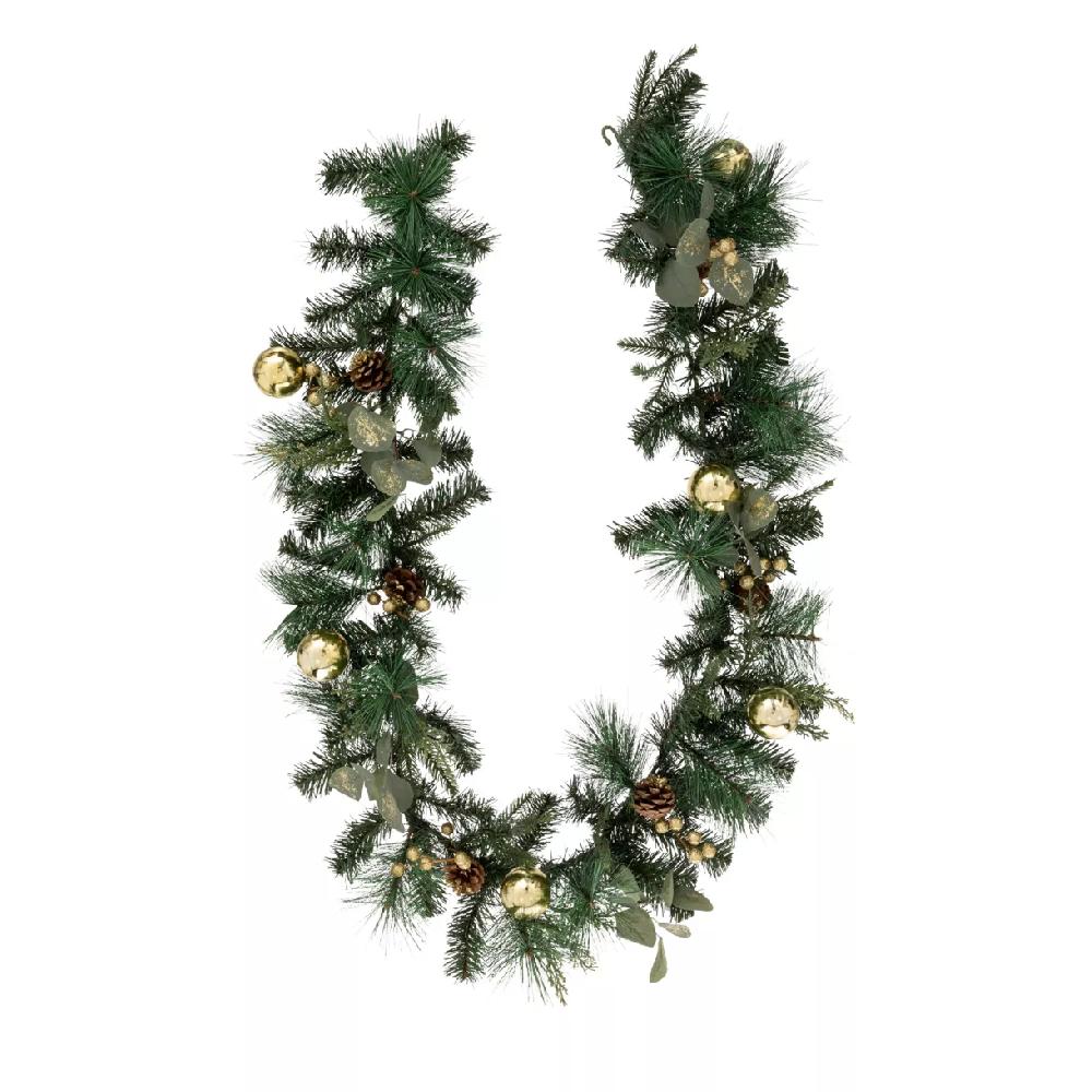 eminza Guirlande de sapin (200 cm) Feuilles d'eucalyptus Vert