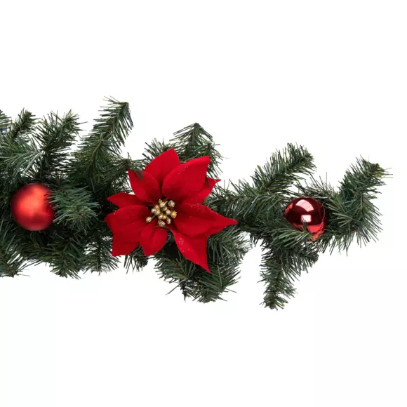 Eminza Guirlande De Sapin (200 Cm) Poinsettia Luxe Rouge