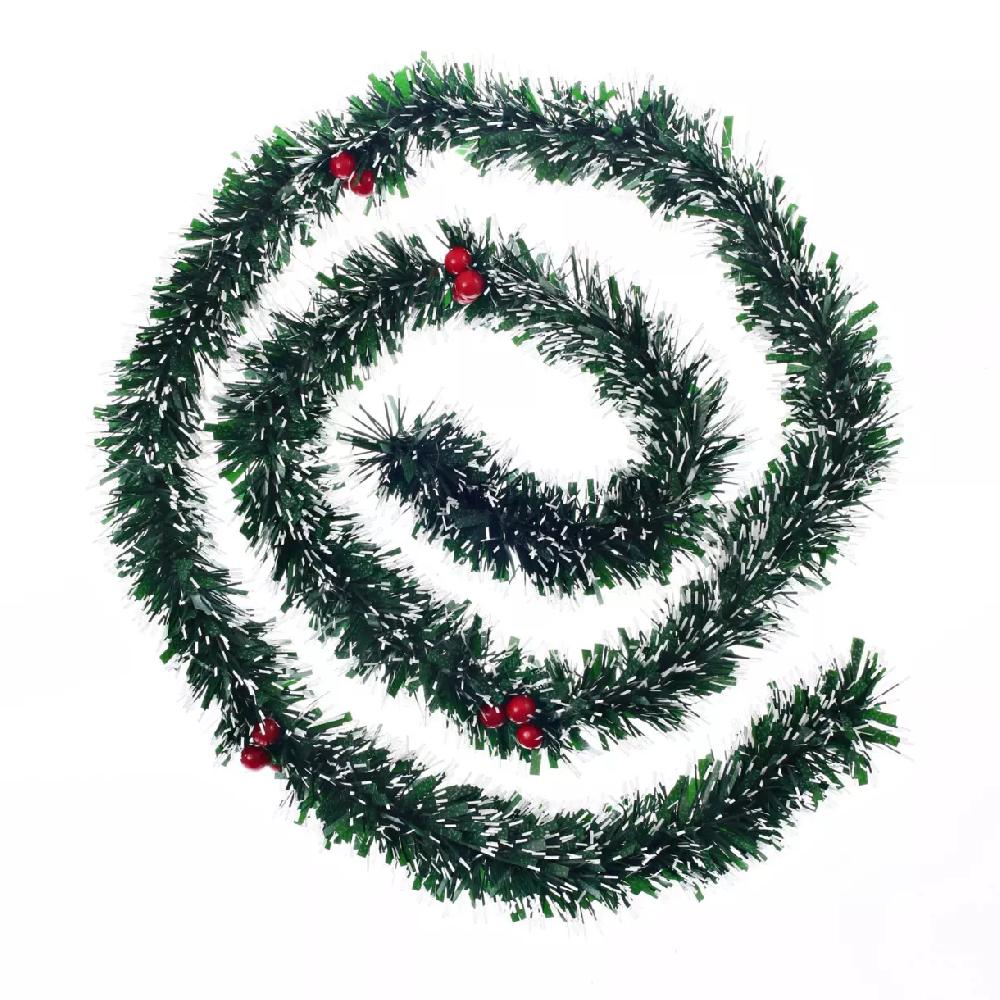 eminza Guirlande de sapin (200 cm) Santa baie Vert enneigé