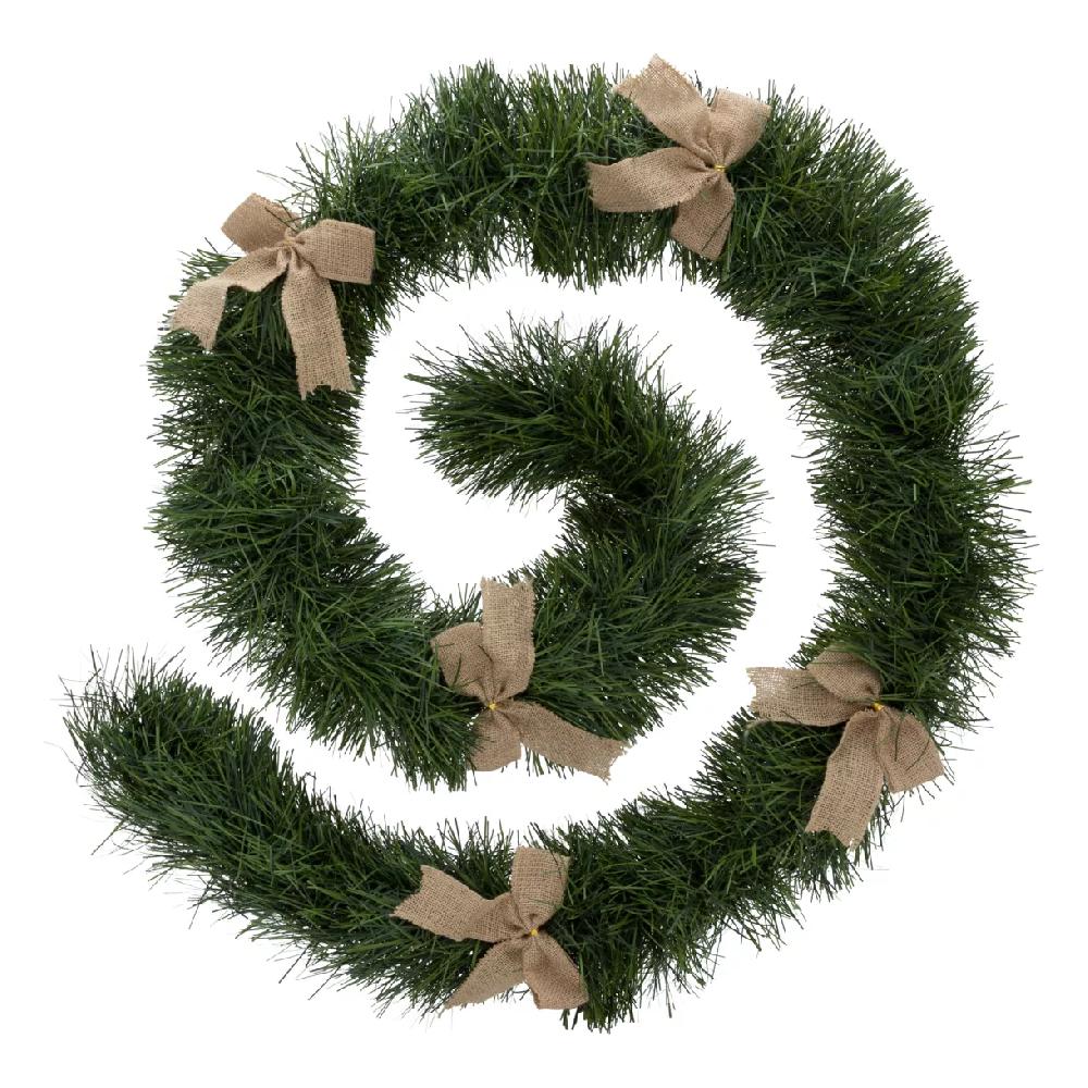 eminza Guirlande de sapin (270 cm) Nœuds de jute Vert sapin