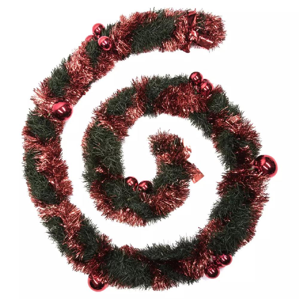 eminza Guirlande de sapin fine (270 cm) Festivités de Noël Rouge