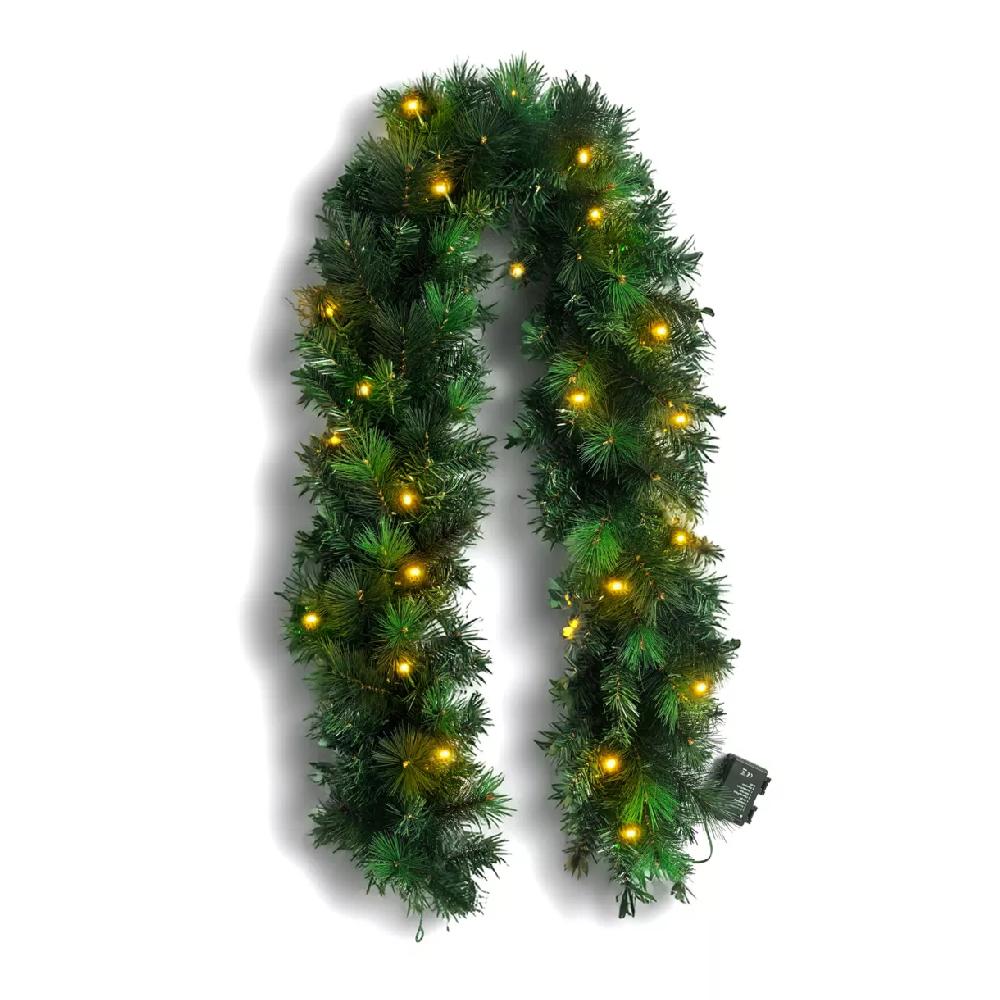 eminza Guirlande de sapin lumineuse (180 cm - D25) Edmonton Vert et blanc chaud