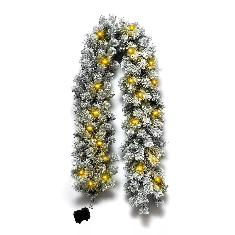 eminza Guirlande de sapin lumineuse (180 cm - D25) Royal Vert enneigé et blanc chaud