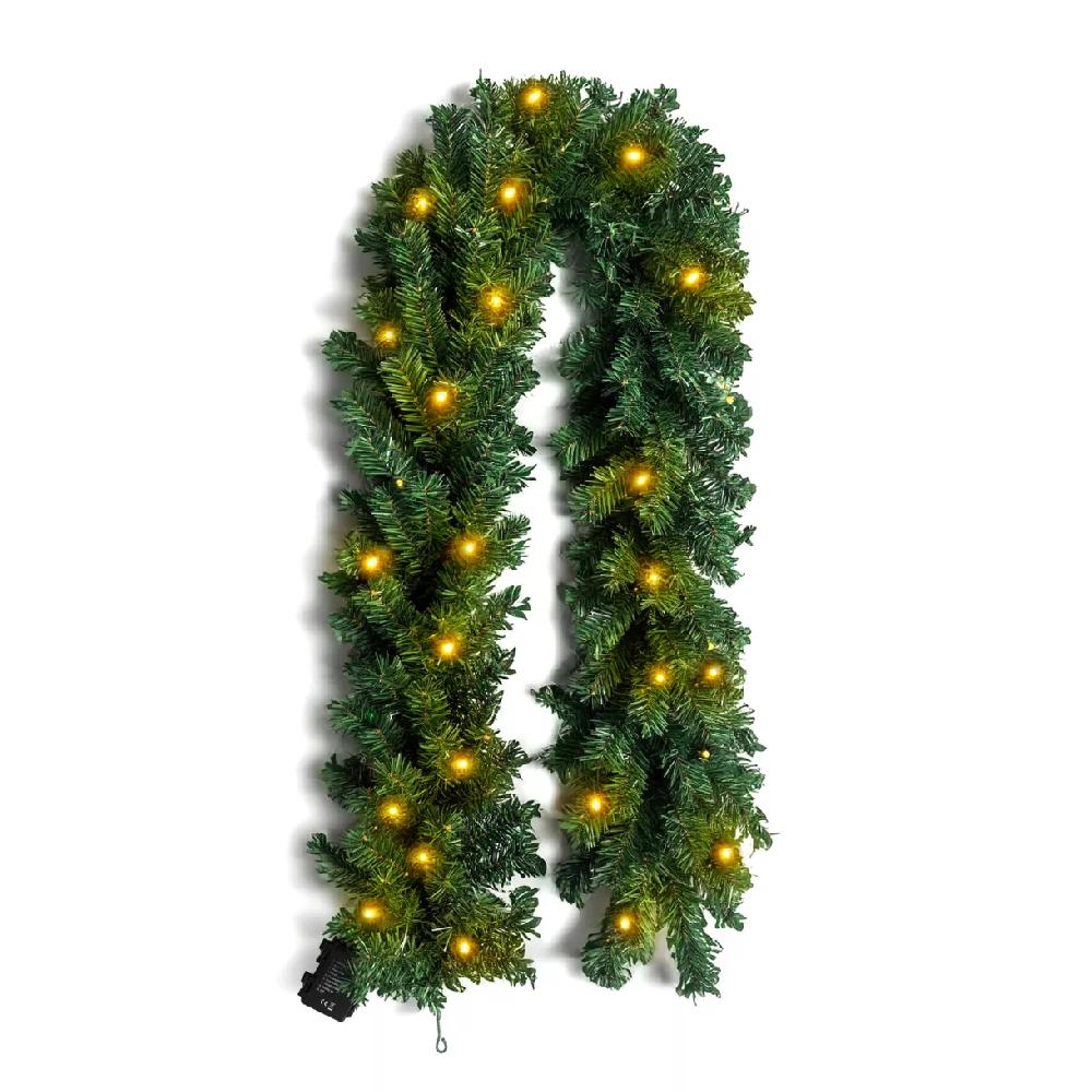 eminza Guirlande de sapin lumineuse (180 cm - D25) Royal Vert et blanc chaud