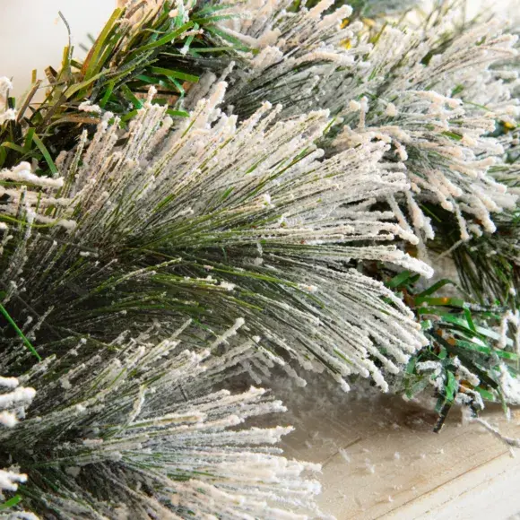 Eminza Guirlande De Sapin Lumineuse (300 Cm - D25) Edmonton Vert Enneigé Et Blanc Chaud