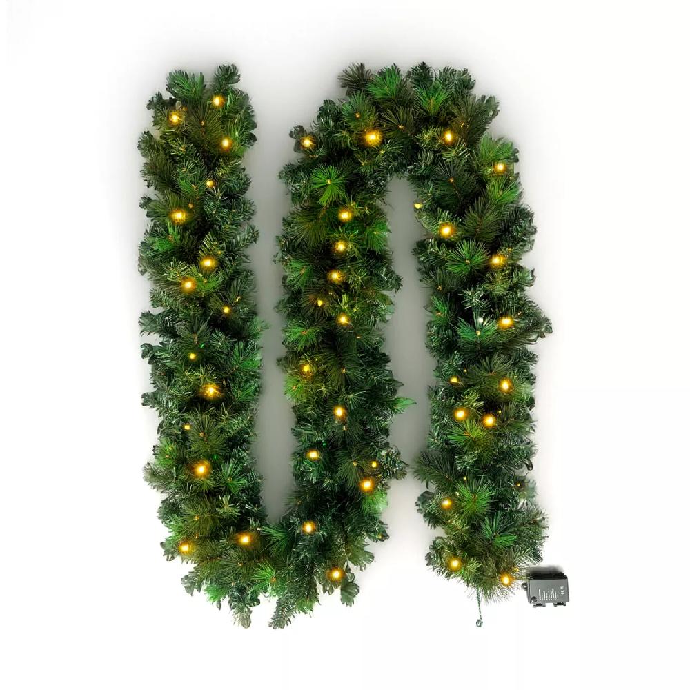 eminza Guirlande de sapin lumineuse (300 cm - D25) Edmonton Vert et blanc chaud