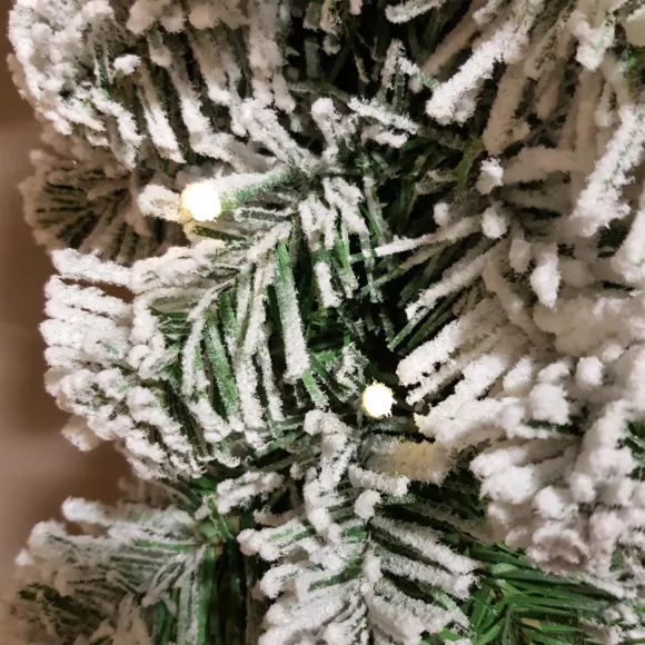 Eminza Guirlande De Sapin Lumineuse (300 Cm - D25) Royal Vert Enneigé Et Blanc Chaud
