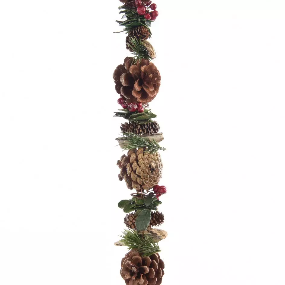 eminza Guirlande feuille et pomme de pin (150 cm) Forest Naturel