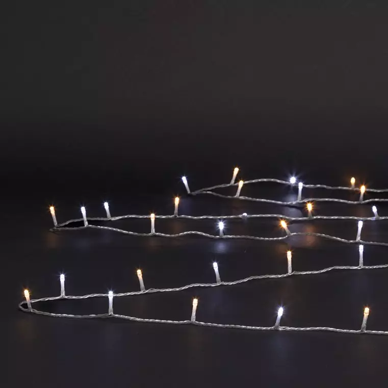 eminza Guirlande lumineuse 10 m 100 LED câble noir Bicolore Blanc chaud et froid