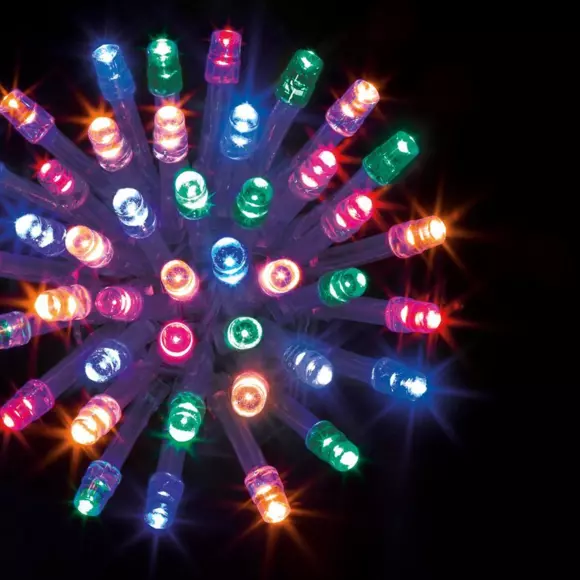 Eminza Guirlande Lumineuse 10 M 100 LED Câble Transparent Timer Multicolore