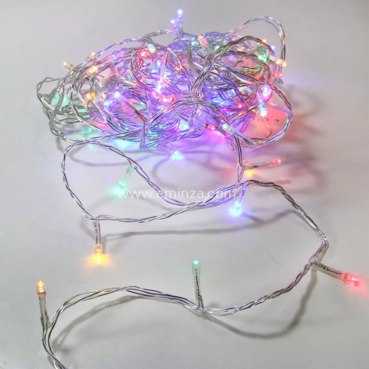 eminza Guirlande lumineuse 10 m 100 LED câble transparent Timer Multicolore