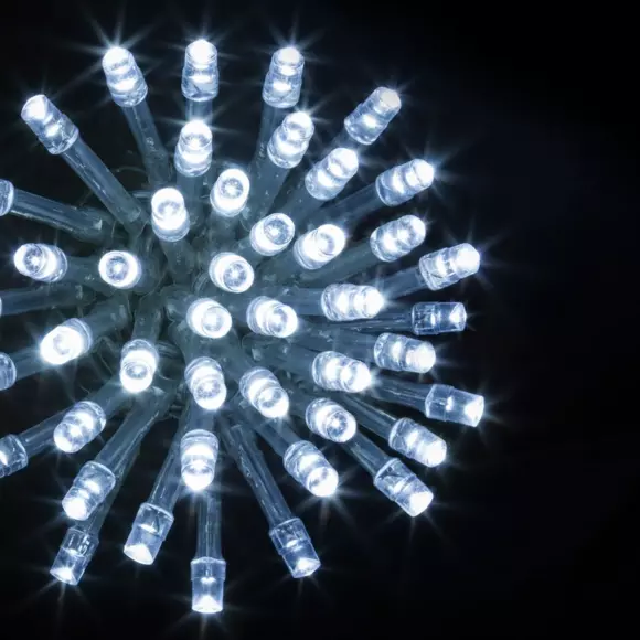 Eminza Guirlande Lumineuse 10 M 100 LED Câble Transparent Timer Blanc Froid