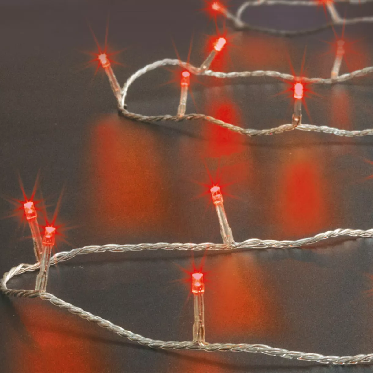 eminza Guirlande lumineuse 10 m 100 LED câble transparent Timer Rouge