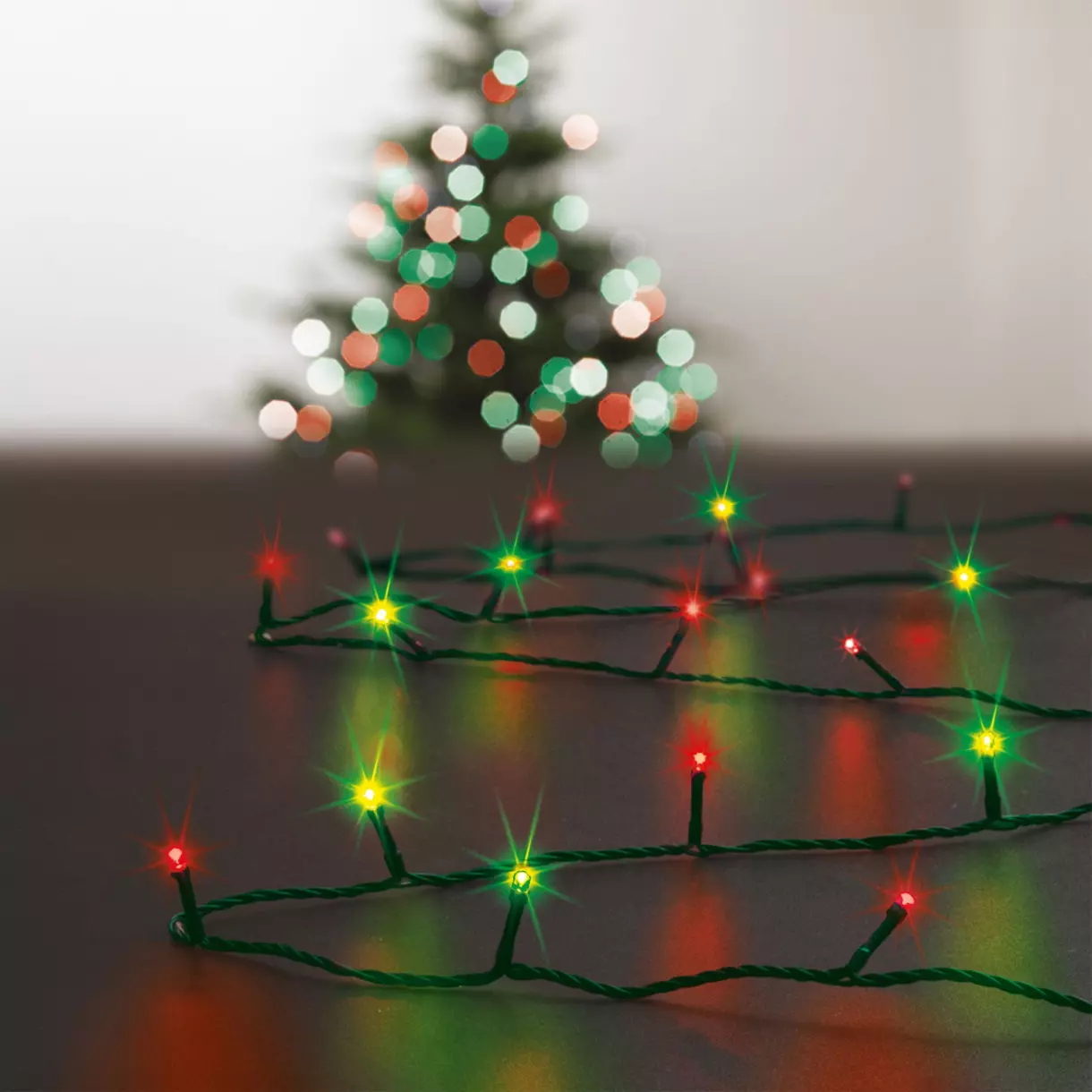 eminza Guirlande lumineuse 10 m 100 LED câble vert Timer Bicolore Vert et rouge
