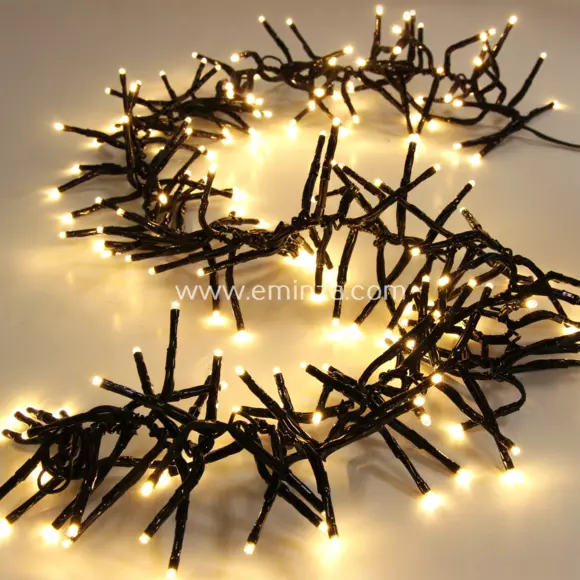 Eminza Guirlande Lumineuse 11 M 1512 LED Câble Noir Boa Blanc Chaud