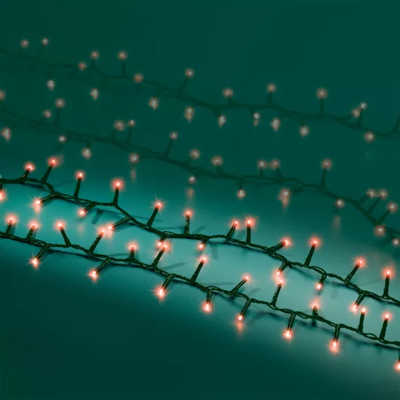 Eminza Guirlande Lumineuse 11 M 500 LED Câble Vert Luxe Rouge