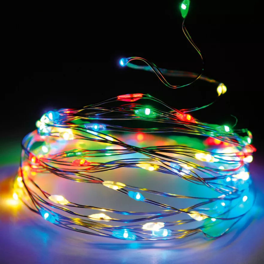 eminza Guirlande lumineuse 12 m 120 Micro LED Fil d'argent Multicolore