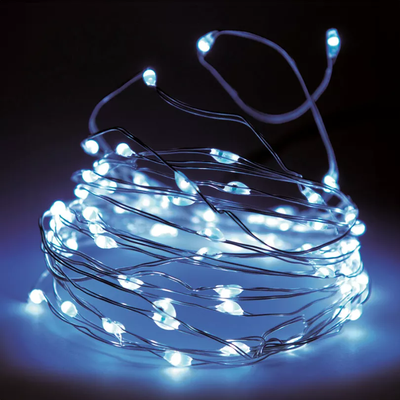 eminza Guirlande lumineuse 12 m 120 Micro LED Fil d'argent Blanc froid