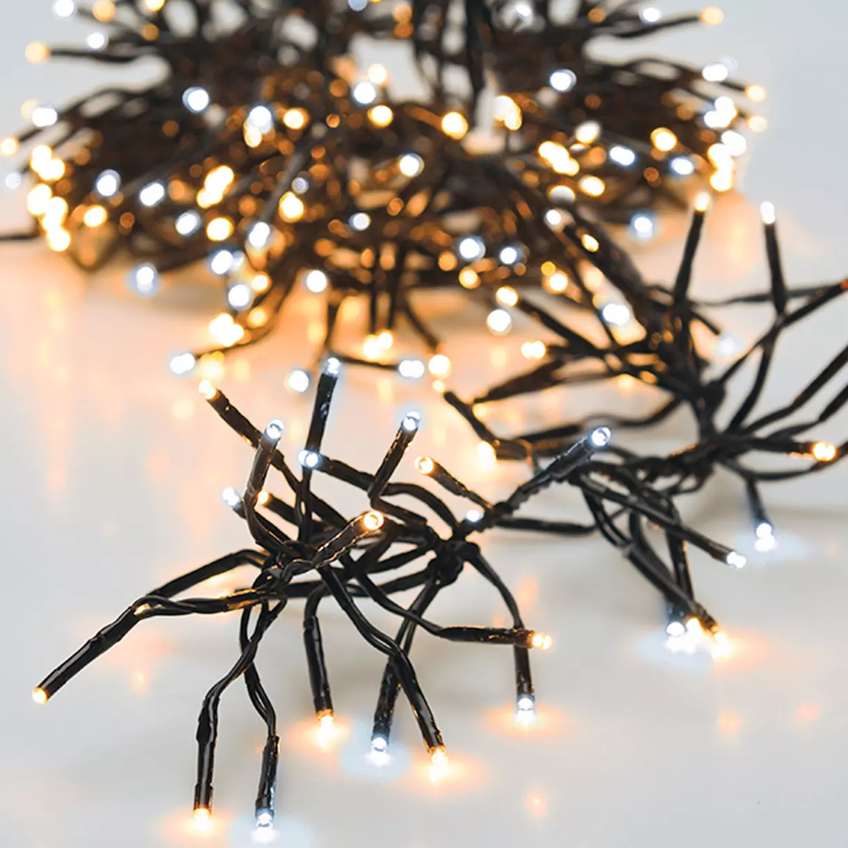 eminza Guirlande lumineuse 14 60 m 2016 LED câble noir Boa Bicolore Blanc chaud et froid