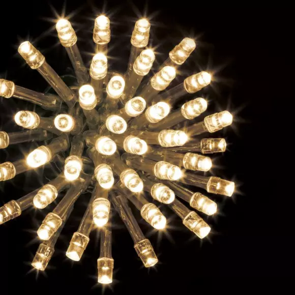 Eminza Guirlande Lumineuse 20 M 200 LED Câble Transparent Timer Blanc Chaud