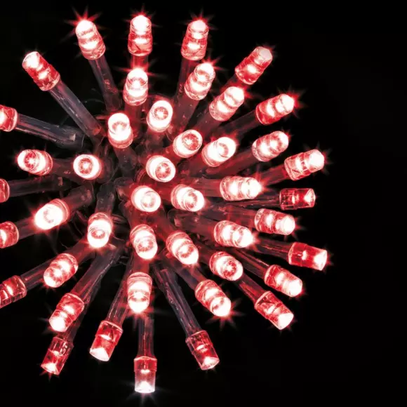 Eminza Guirlande Lumineuse 20 M 200 LED Câble Transparent Timer Rouge