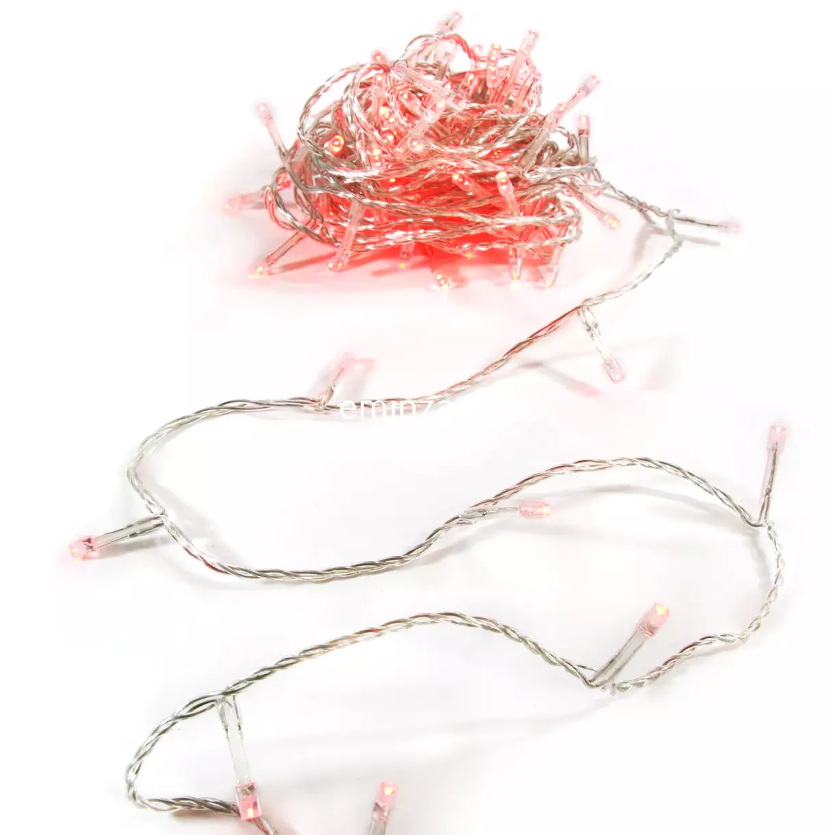 eminza Guirlande lumineuse 20 m 200 LED câble transparent Timer Rouge