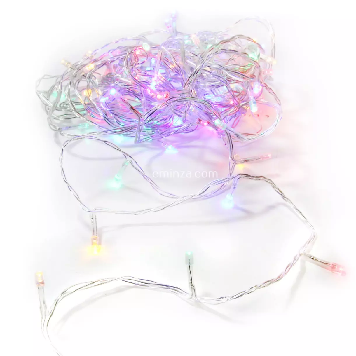 eminza Guirlande lumineuse 20 m 200 LED câble transparent Timer Multicolore