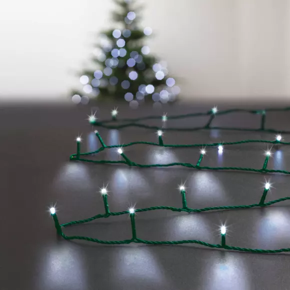 Eminza Guirlande Lumineuse 20 M 200 LED Câble Vert Timer Blanc Froid