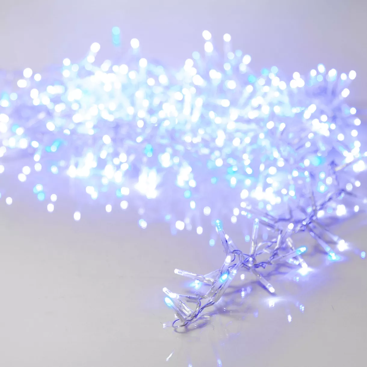 eminza Guirlande lumineuse 22 5 m 1000 LED câble transparent Luxe Bicolore Blanc/bleu