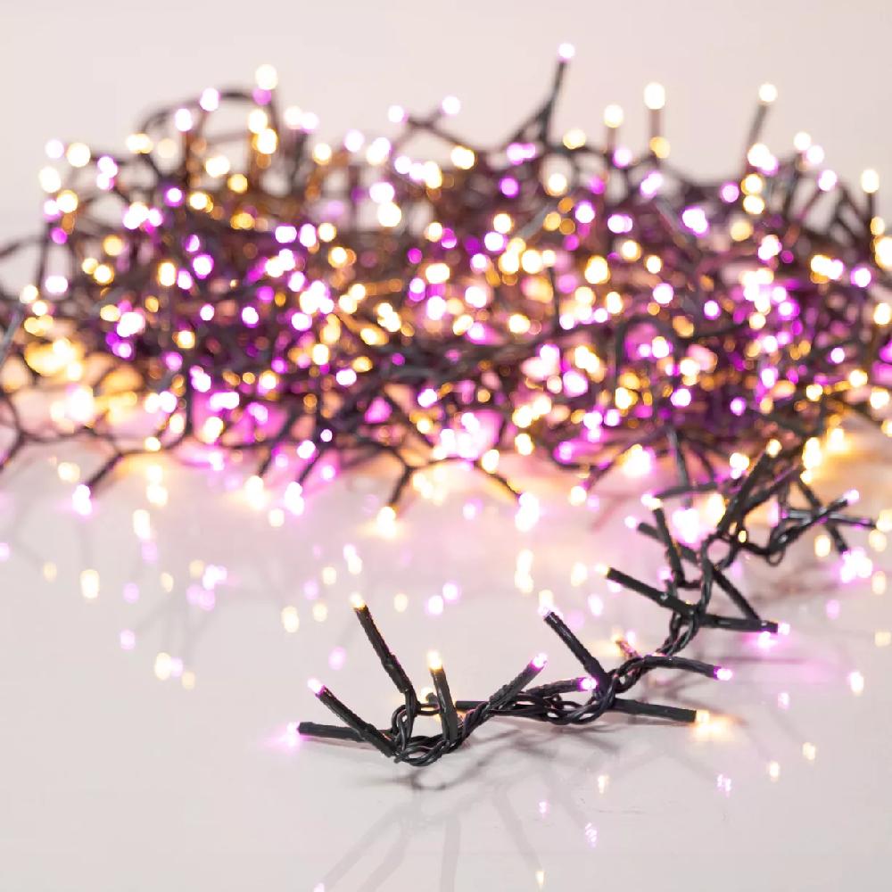 eminza Guirlande lumineuse 22 5 m 1000 LED câble vert Luxe Bicolore Rose/blanc