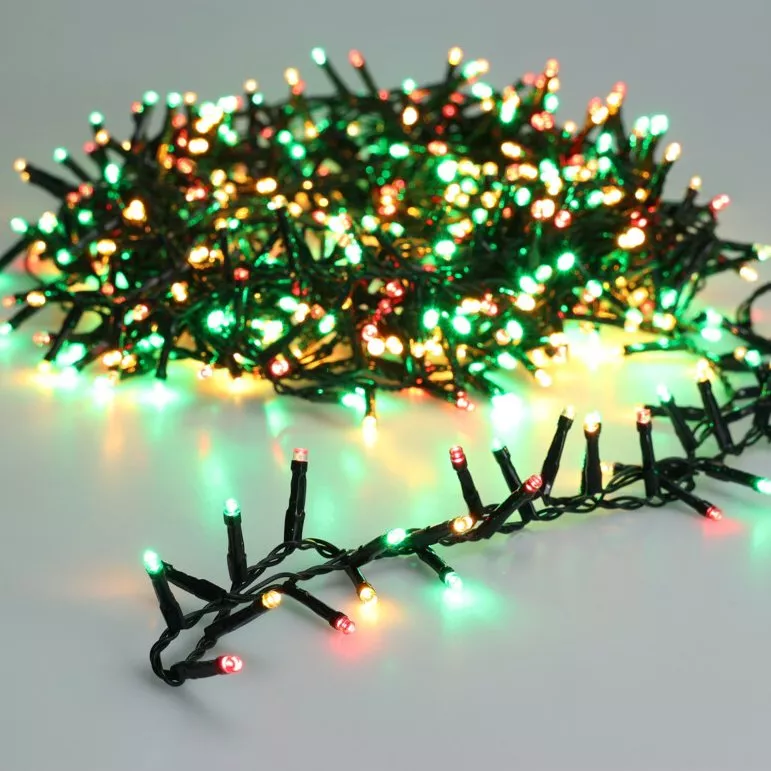 eminza Guirlande lumineuse 22 5 m 1000 LED câble vert Luxe Tricolore Vert/Rouge/Blanc