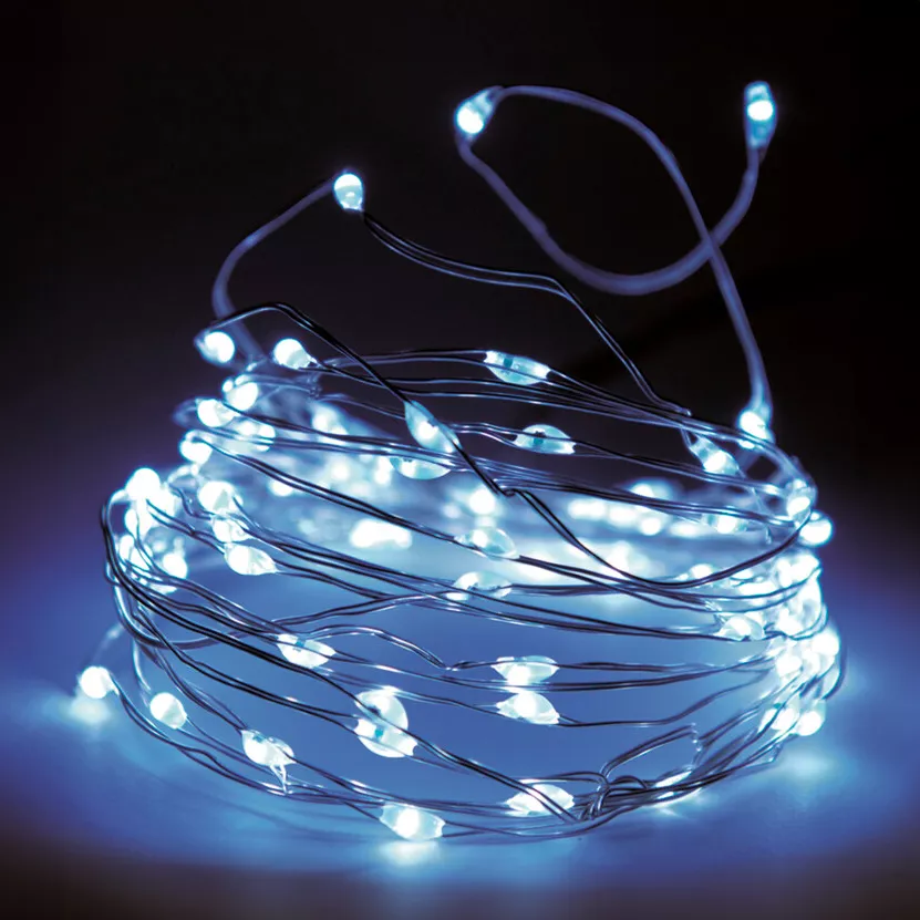 eminza Guirlande lumineuse 24 m 240 Micro LED Fil d'argent Blanc froid