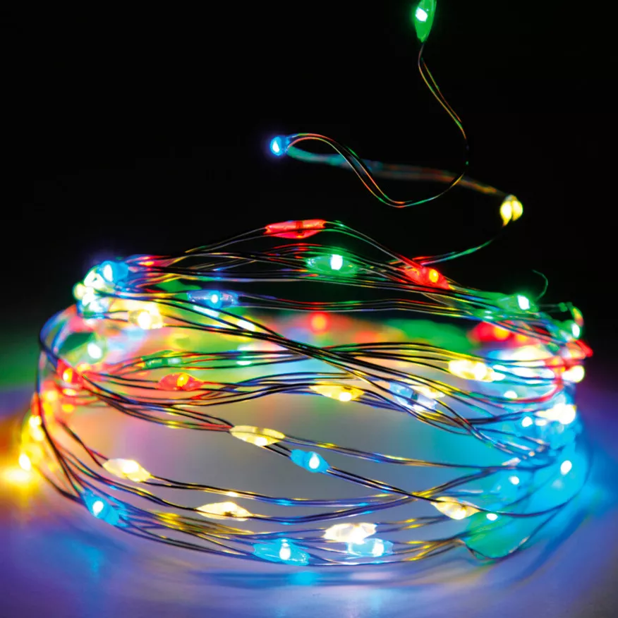 eminza Guirlande lumineuse 24 m 240 Micro LED Fil d'argent Multicolore
