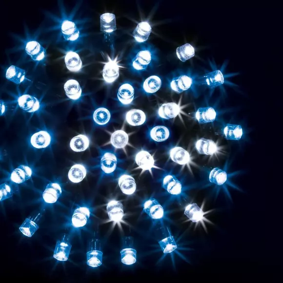 Eminza Guirlande Lumineuse 30 M 300 LED Câble Transparent Timer Bicolore Blanc Et Bleu