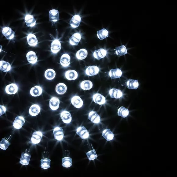 Eminza Guirlande Lumineuse 30 M 300 LED Câble Vert Timer Blanc Froid