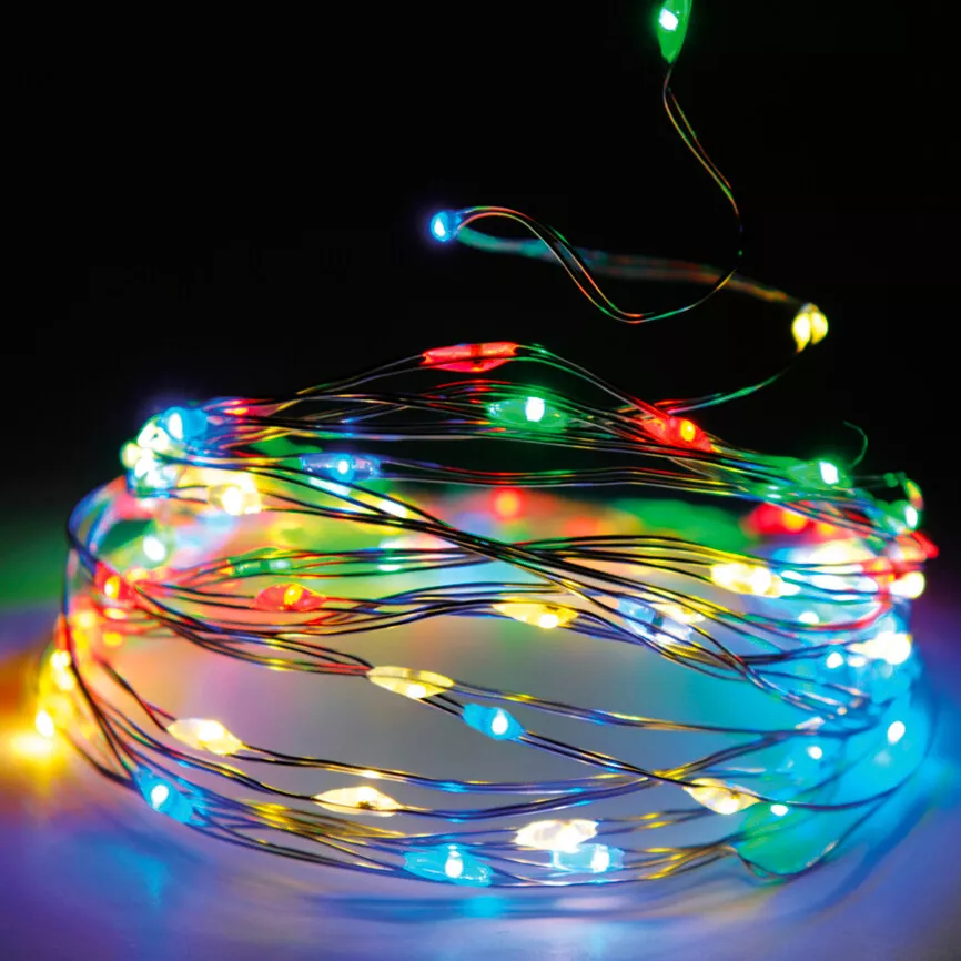 eminza Guirlande lumineuse 32 m 320 Micro LED Fil d'argent Multicolore