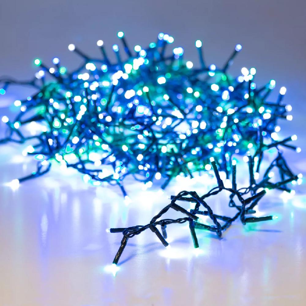 eminza Guirlande lumineuse 34 m 1500 LED câble vert Luxe Tricolore Vert/Bleu/Blanc