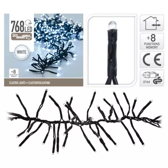 Eminza Guirlande Lumineuse 5 60 M 768 LED Câble Noir Boa Blanc Froid