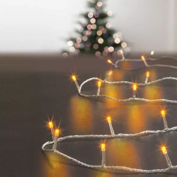 Eminza Guirlande Lumineuse 50 M 500 LED Câble Transparent Timer Blanc Chaud