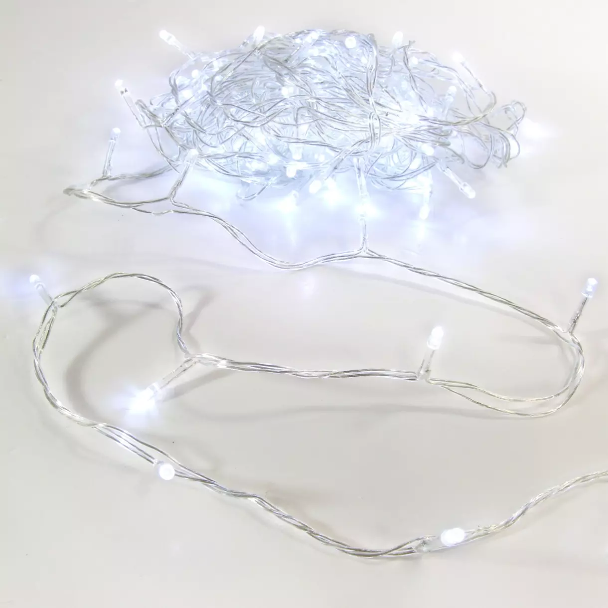 eminza Guirlande lumineuse 50 m 500 LED câble transparent Timer Blanc froid
