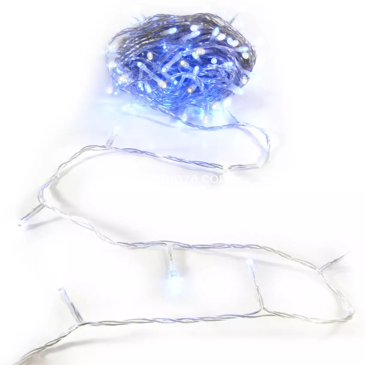 eminza Guirlande lumineuse 50 m 500 LED câble transparent Timer Bleu