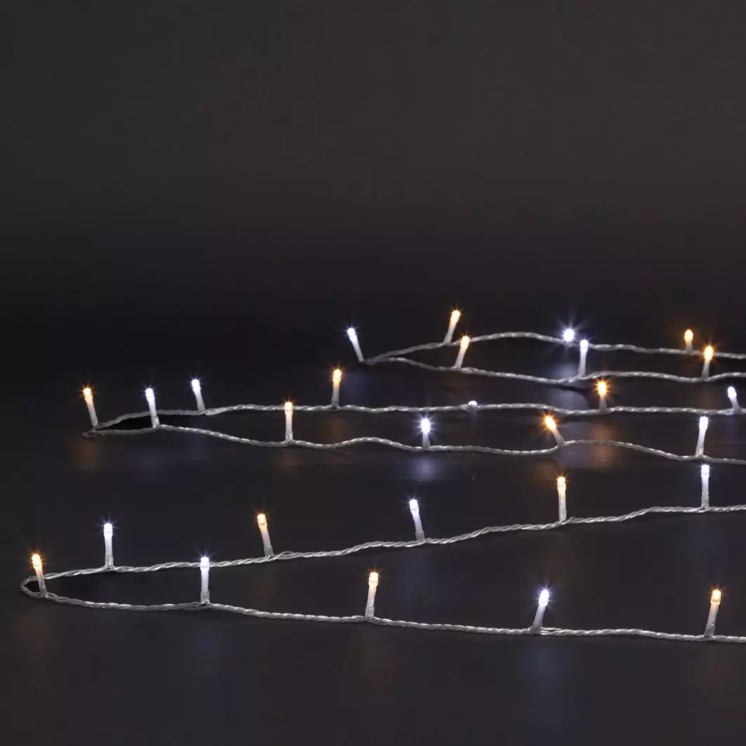 eminza Guirlande lumineuse 50 m 500 LED câble transparent Timer Bicolore blanc chaud et froid