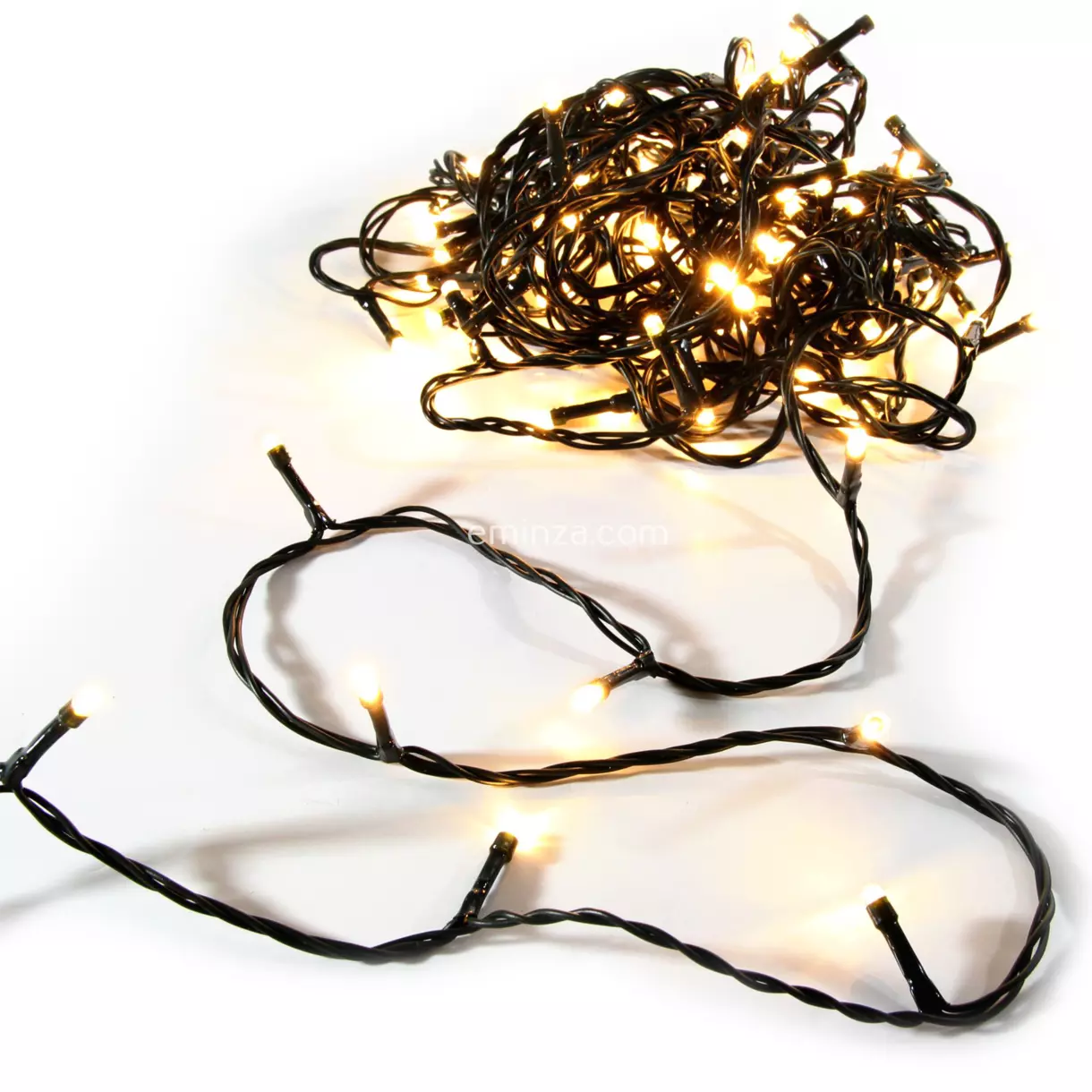 eminza Guirlande lumineuse 50 m 500 LED câble vert Timer Blanc chaud