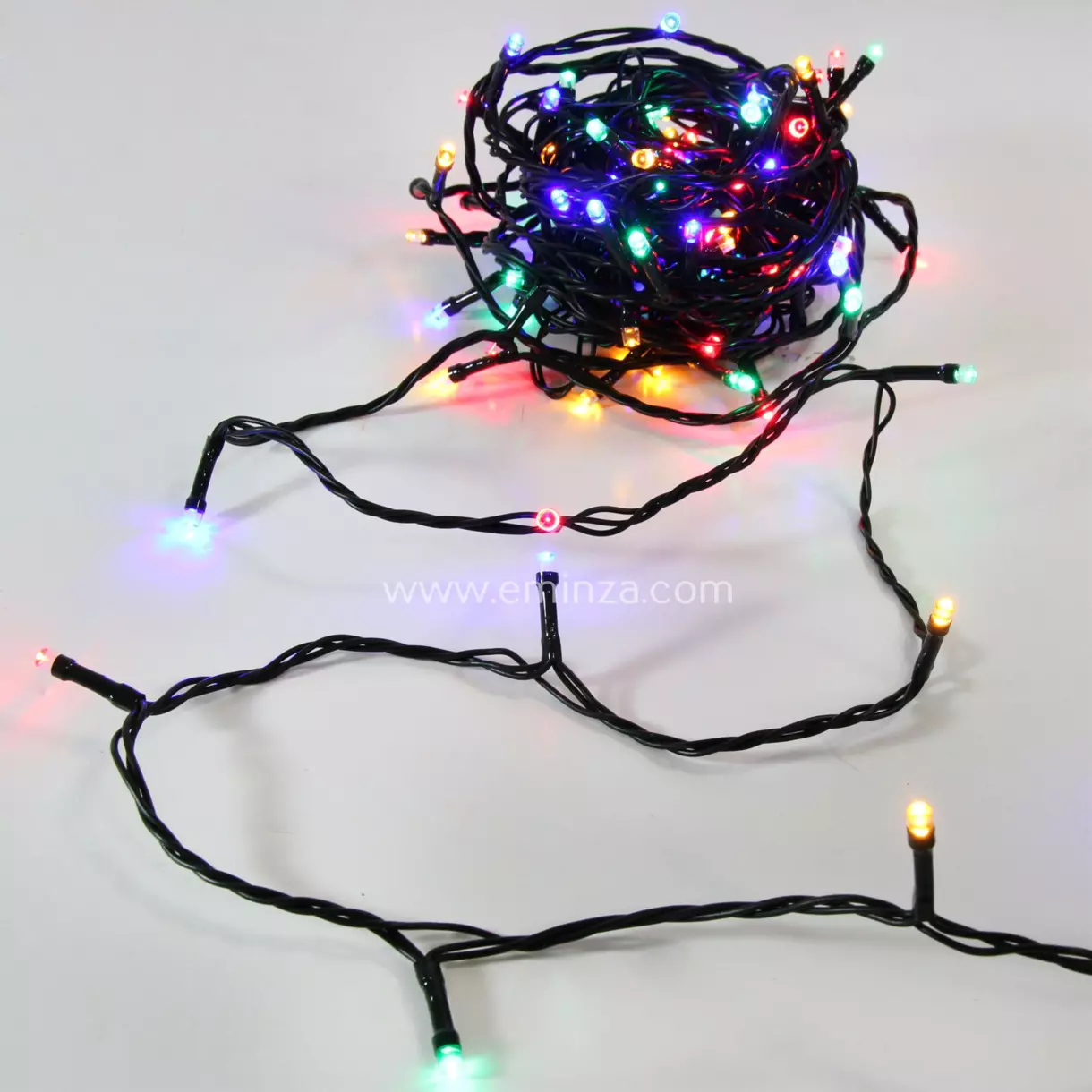 eminza Guirlande lumineuse 50 m 500 LED câble vert Timer Multicolore