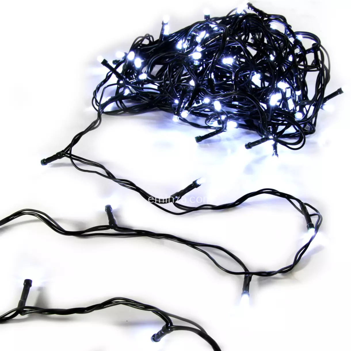 eminza Guirlande lumineuse 50 m 500 LED câble vert Timer Blanc froid