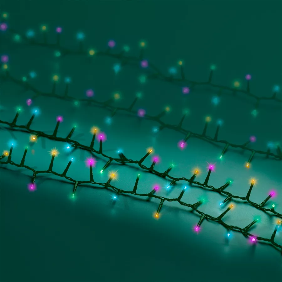 Eminza Guirlande Lumineuse 60 M 3000 LED Câble Vert Luxe Multicolore Pastel